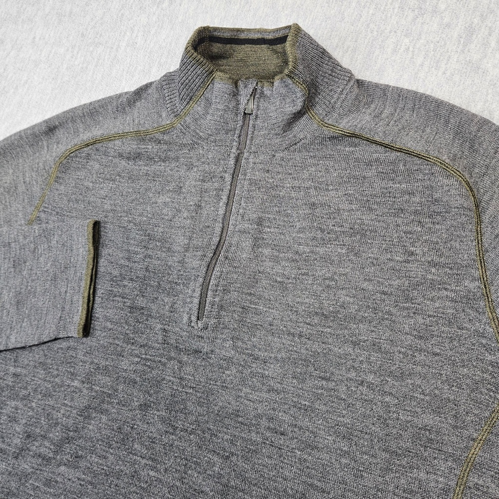 SmartWool Sweater Mens L Gray 1/4 Zip Mock Neck Merino Wool Pullover Performance